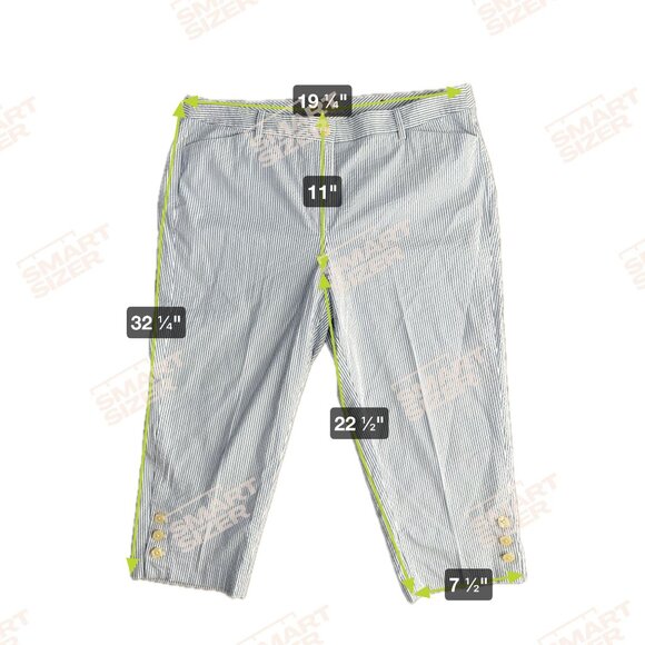 Talbots Cropped Seersucker Pants Womens 16 Button Detail Coastal‎ Beach Preppy - Picture 2 of 8